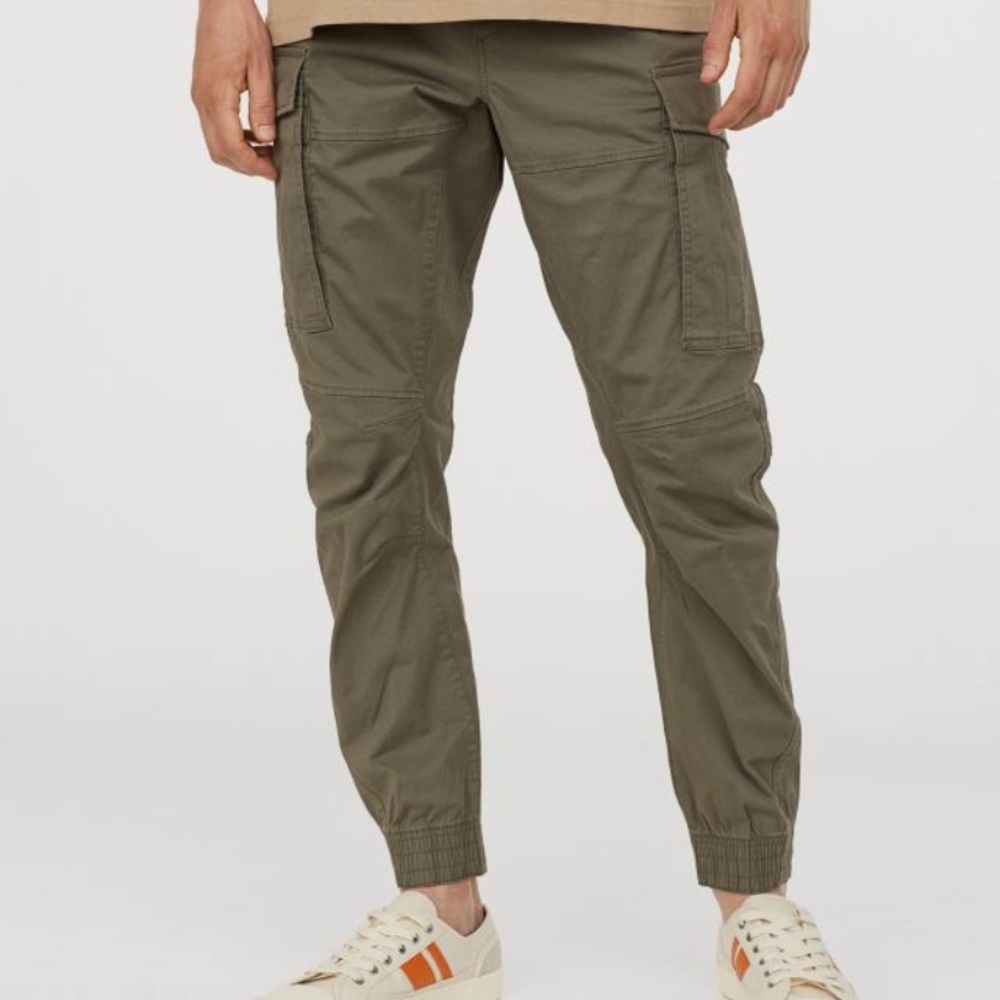 H&M Men’s Large Cargo Olive Joggers NWT